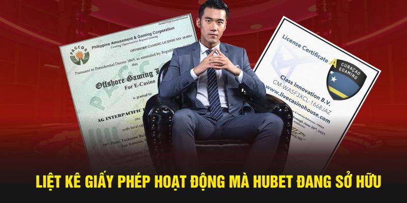 Liệt kê giấy phép hoạt động mà Hubet đang sở hữu